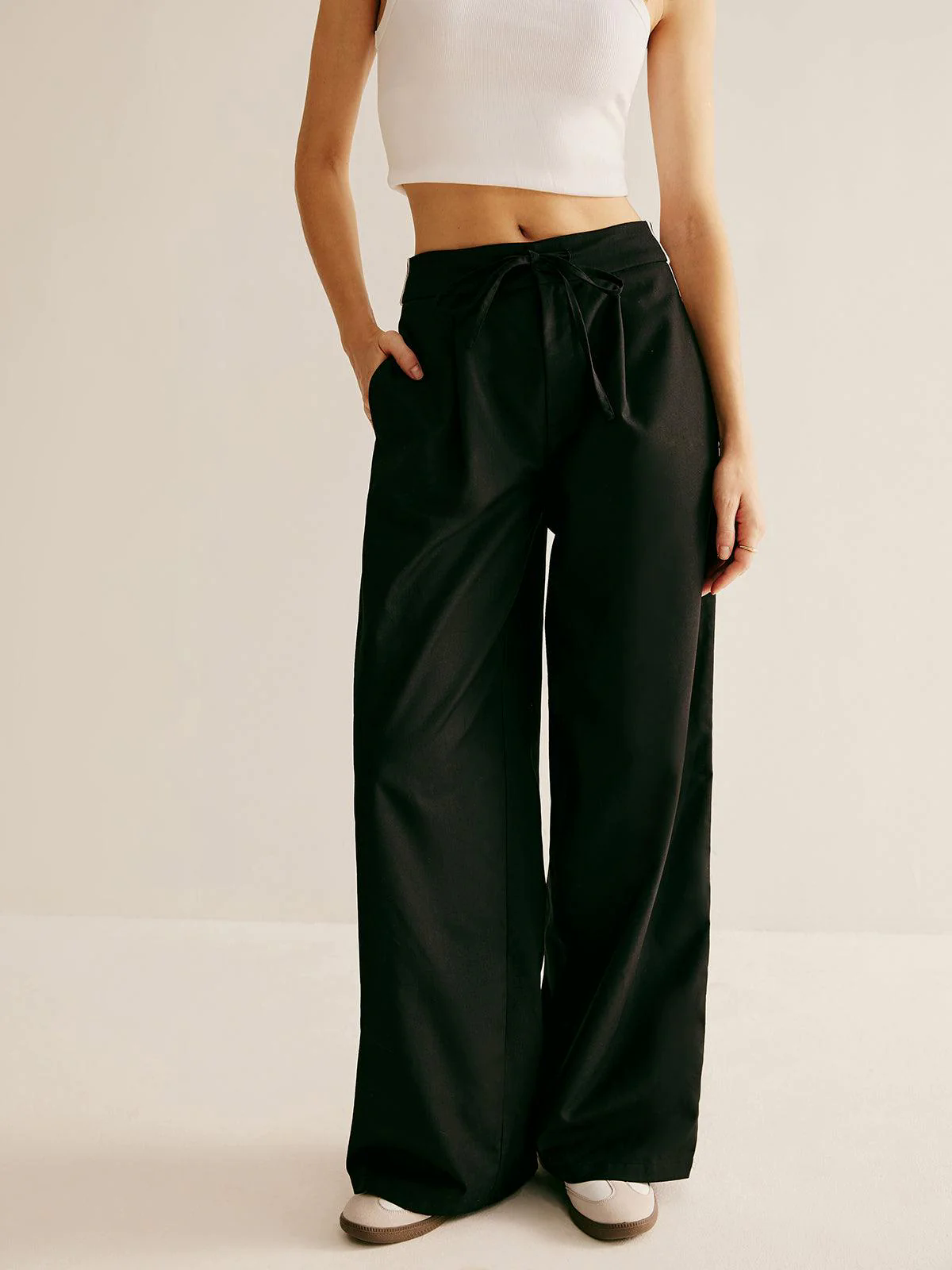 Patchwork High Waist Drawstring Pants