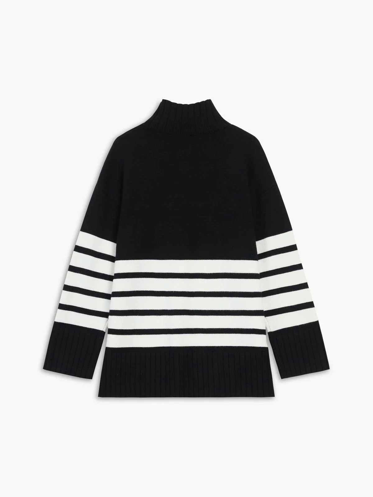 Miss Paris Mock Neck Stripe Sweater