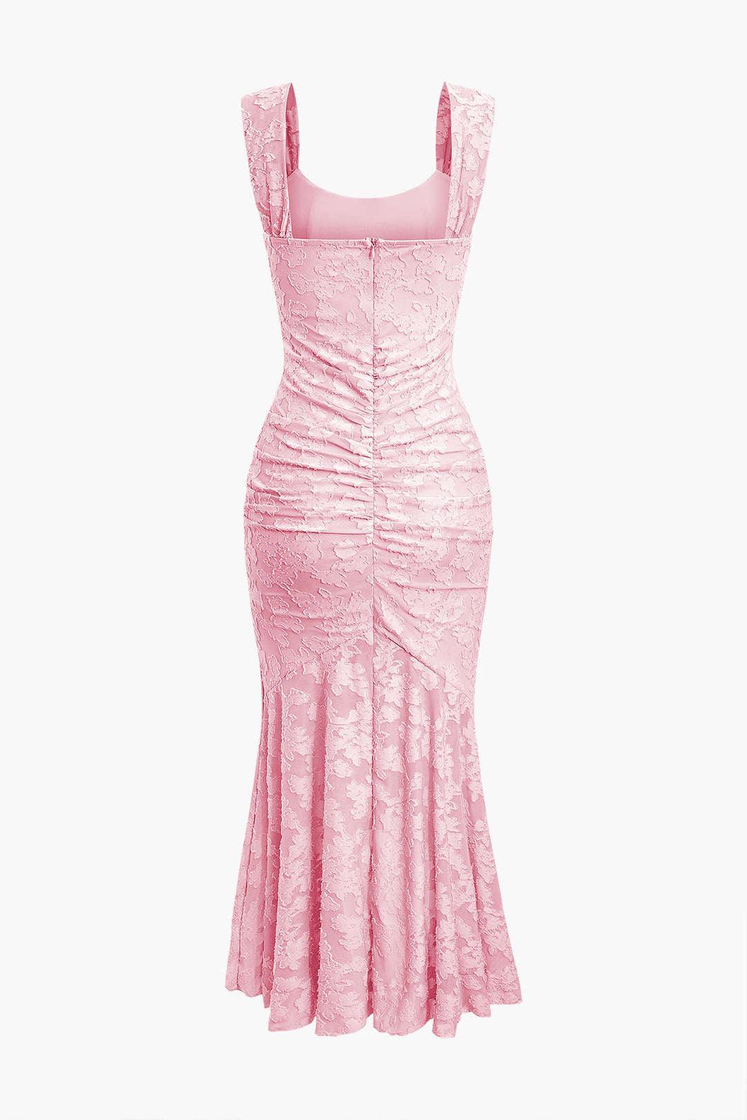 Light Pink bell floral maxi dress