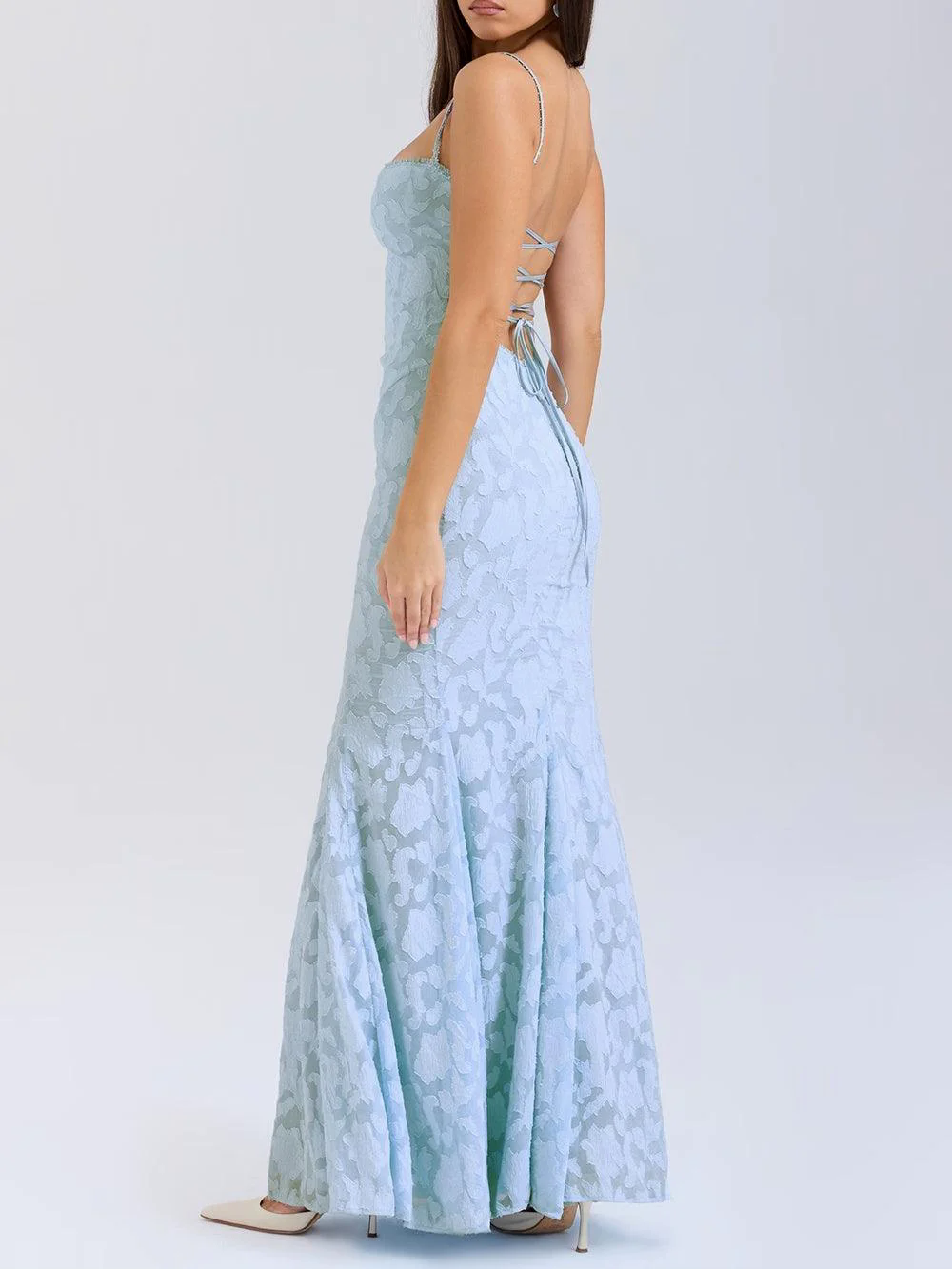 Tie-back fishtail maxi dress