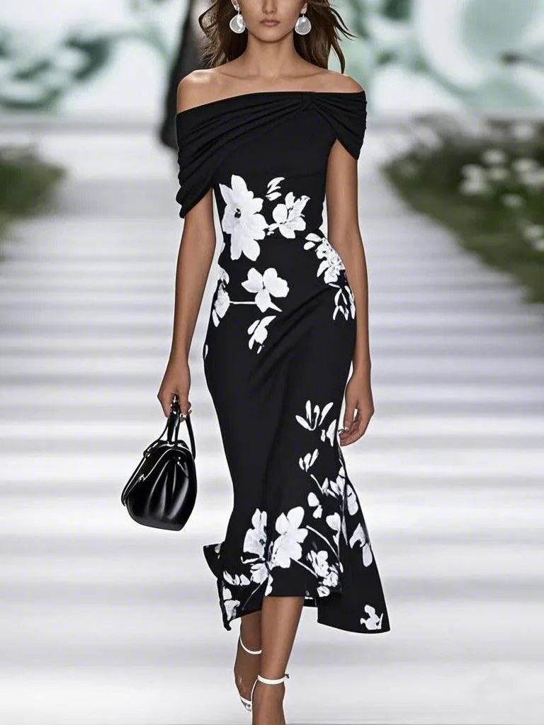 Spring Summer Floral Printed Elegant Dresses