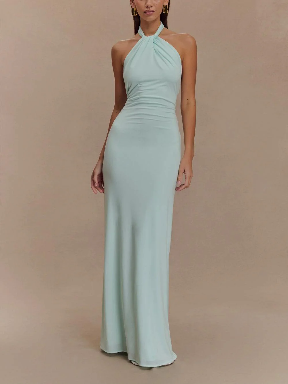 Slinky Halter Maxi Dress - Lagoon