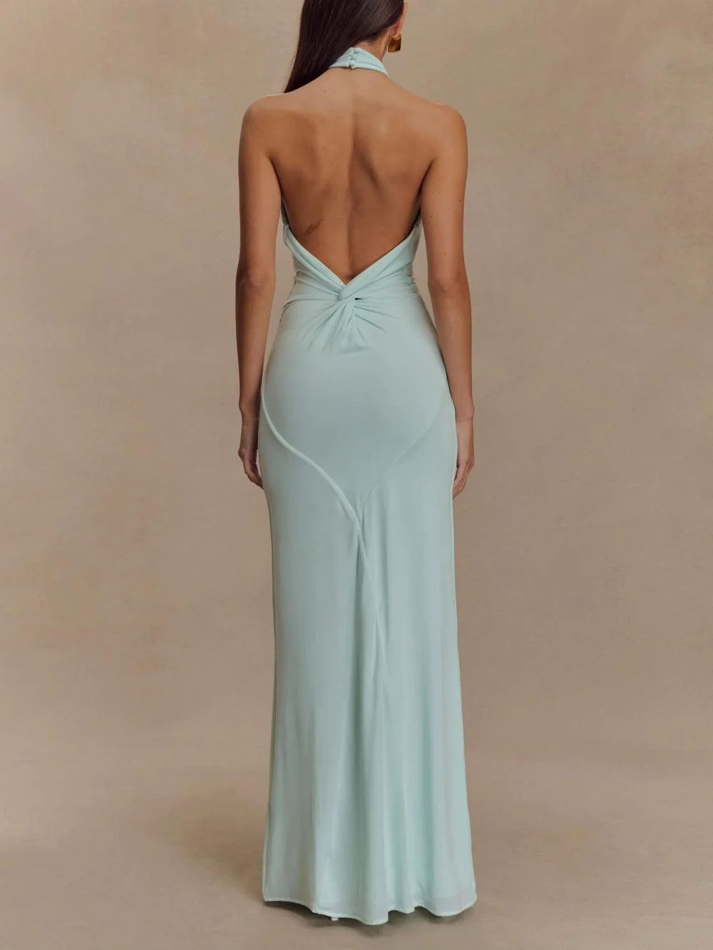 Slinky Halter Maxi Dress - Lagoon