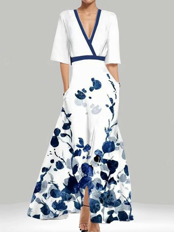 Elegant Mid Sleeve Maxi Dress