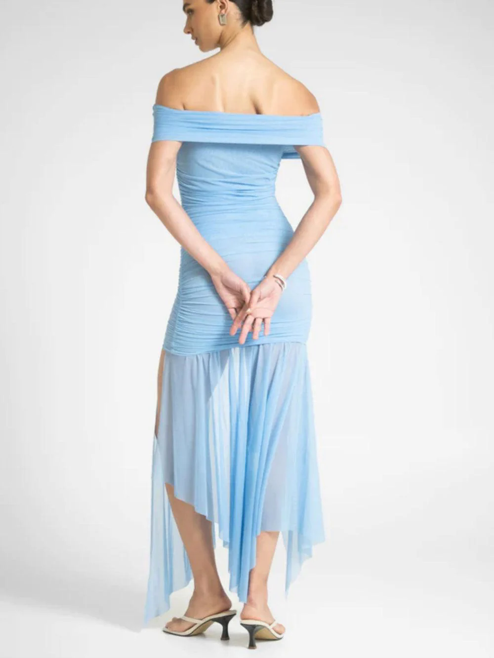 Fashion tube top halter neck waist slim fit solid color dress