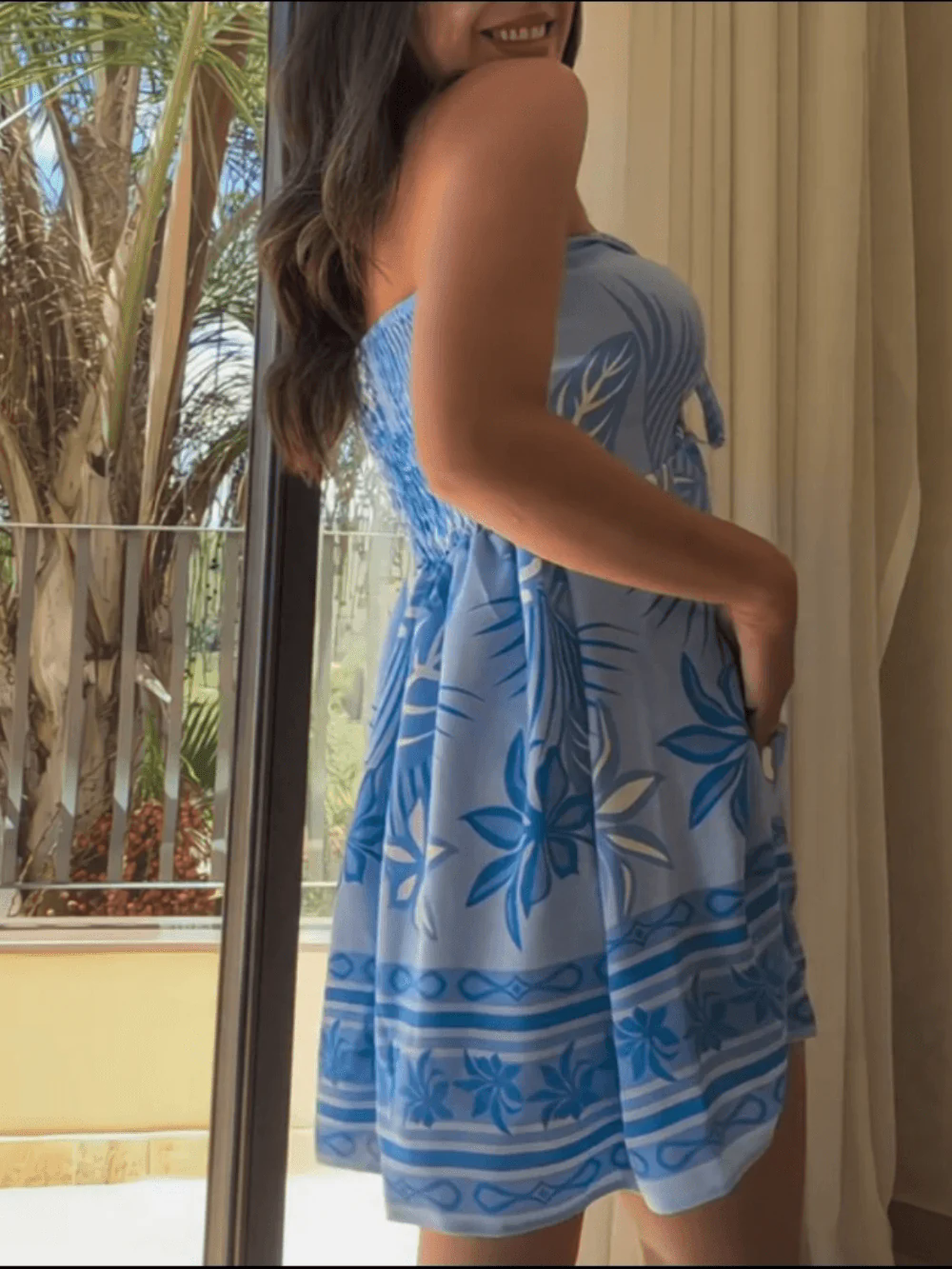 Printed shorts and chest wrap two-piece set