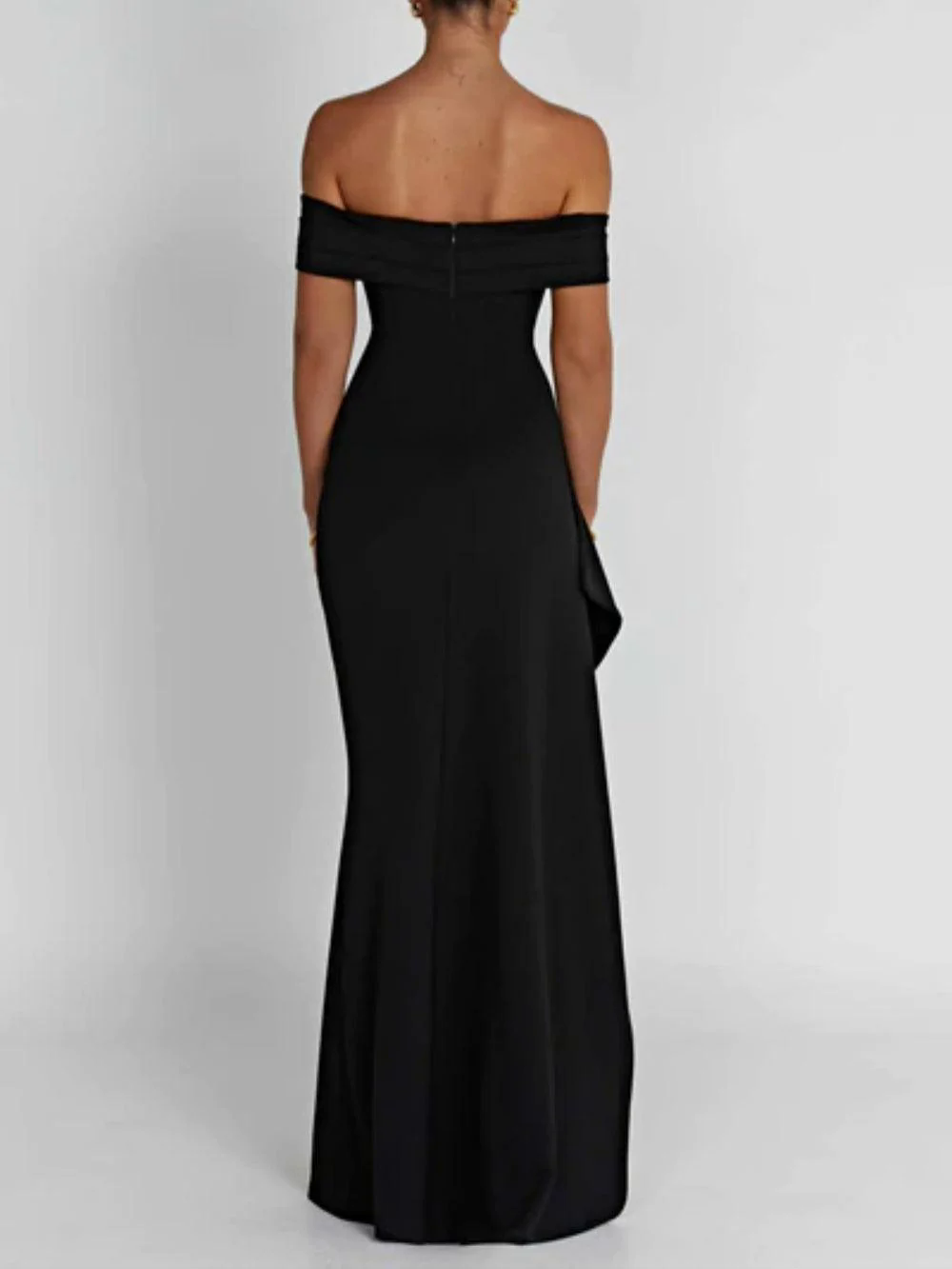 Off-shoulder slit maxi dress