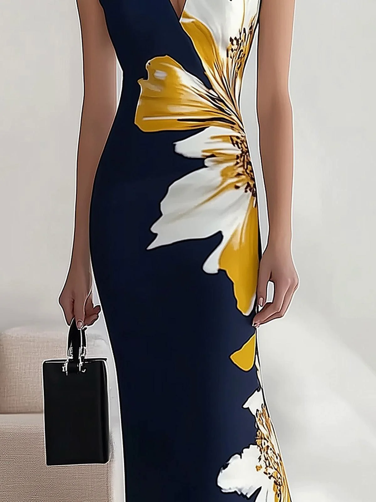 Elegant Printed Workplace Party Festival Midi Dress